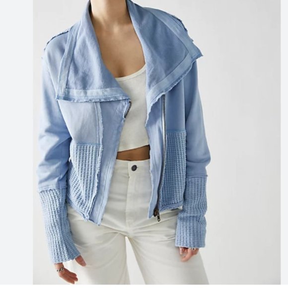 Free People Sweaters - Retail $128 💗Free People Hazel Zip-front Cardigan Size XL Corsican Sea Blue